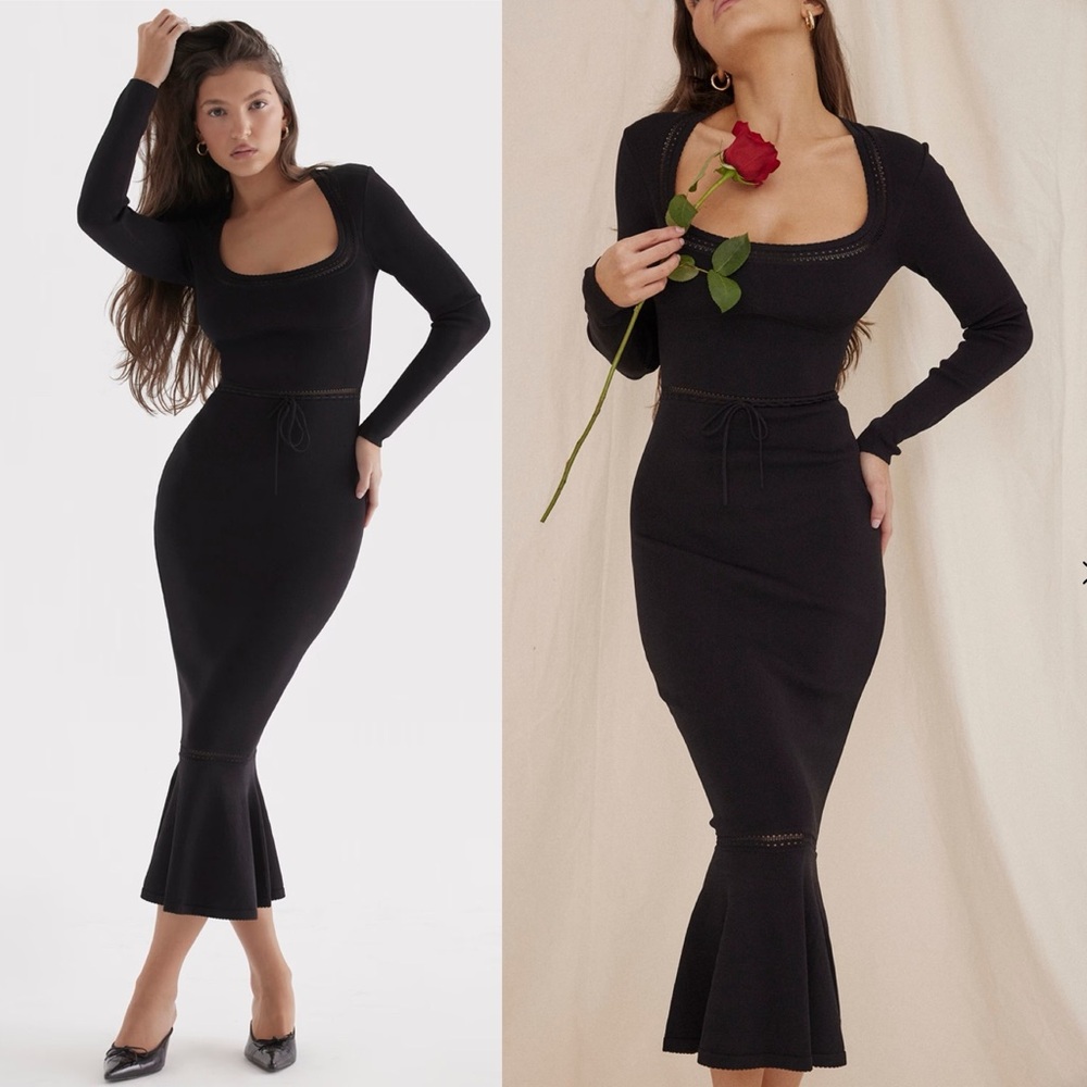 House ‎ of CB Sasha black dainty midi dress NWOT